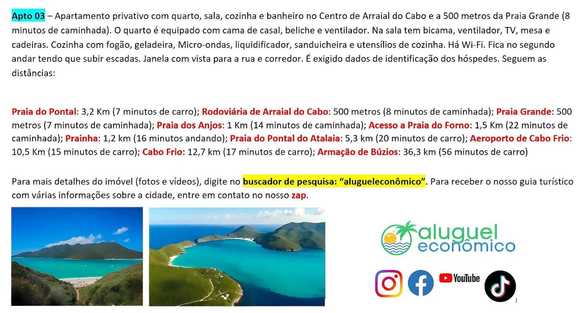 Arraial Do Cabo - Brisas Do Farol - Aluguel Economico Lejlighed Eksteriør billede