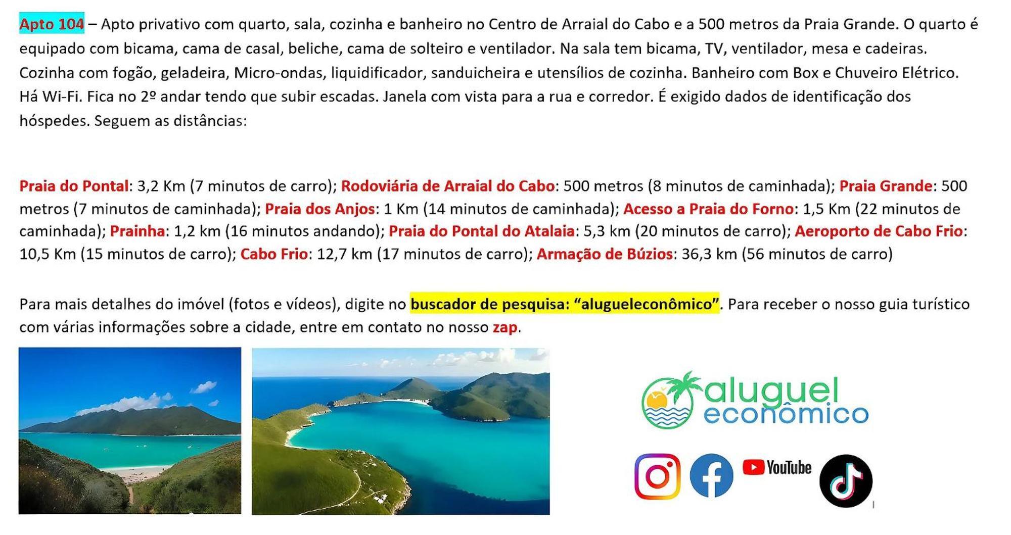Arraial Do Cabo - Brisas Do Farol - Aluguel Economico Lejlighed Eksteriør billede