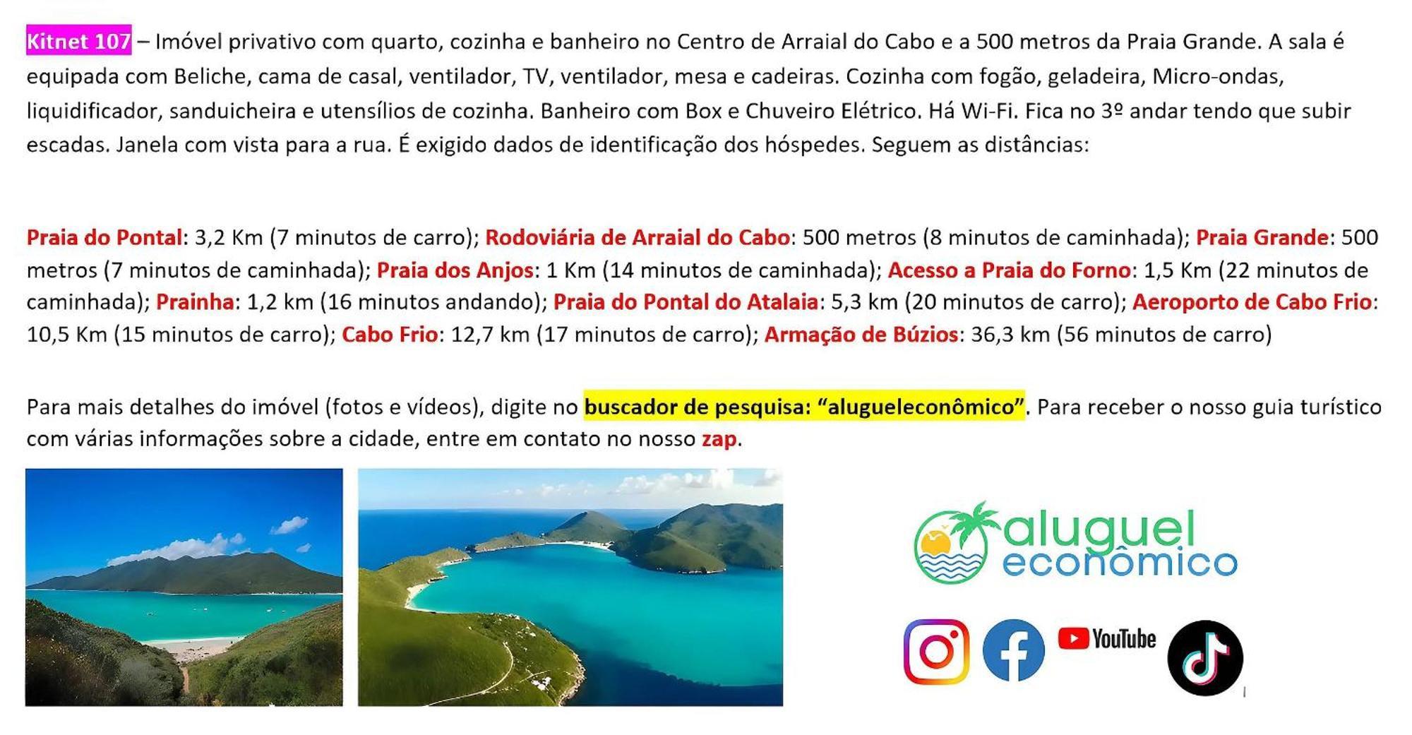 Arraial Do Cabo - Brisas Do Farol - Aluguel Economico Lejlighed Eksteriør billede
