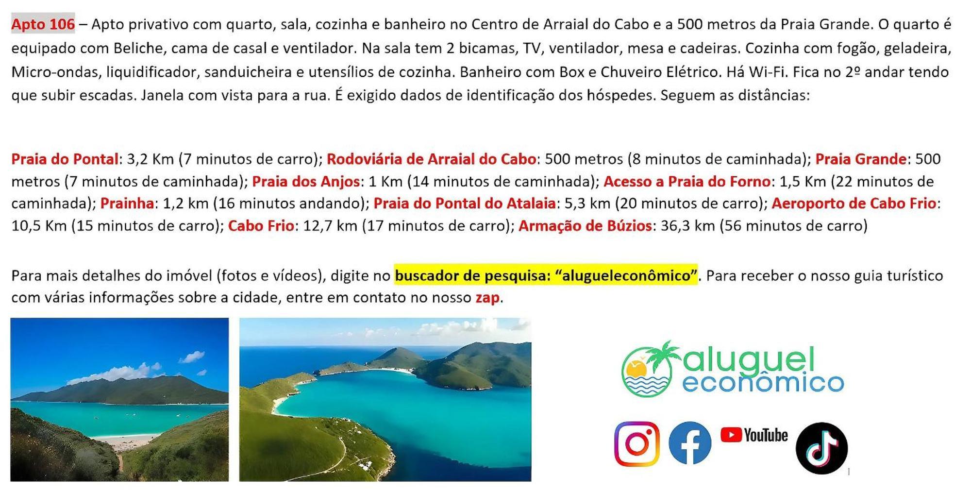 Arraial Do Cabo - Brisas Do Farol - Aluguel Economico Lejlighed Eksteriør billede