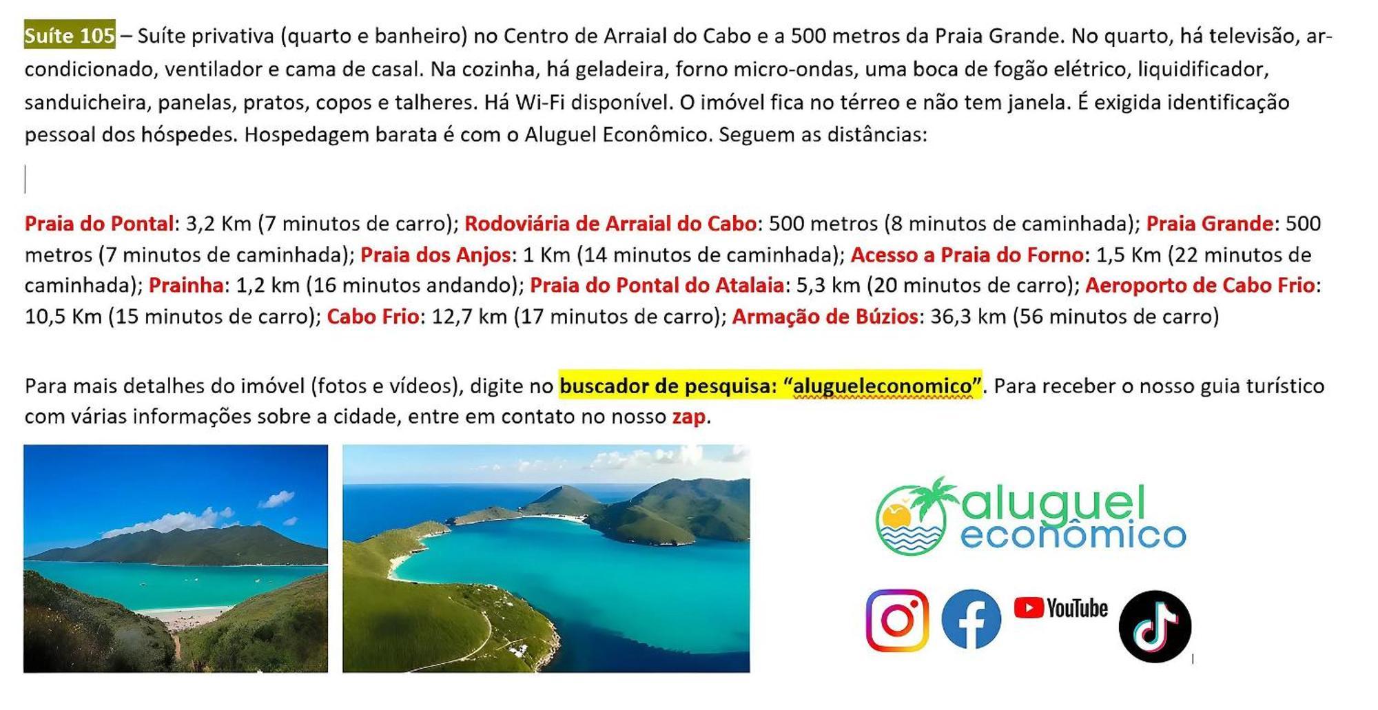 Arraial Do Cabo - Brisas Do Farol - Aluguel Economico Lejlighed Eksteriør billede